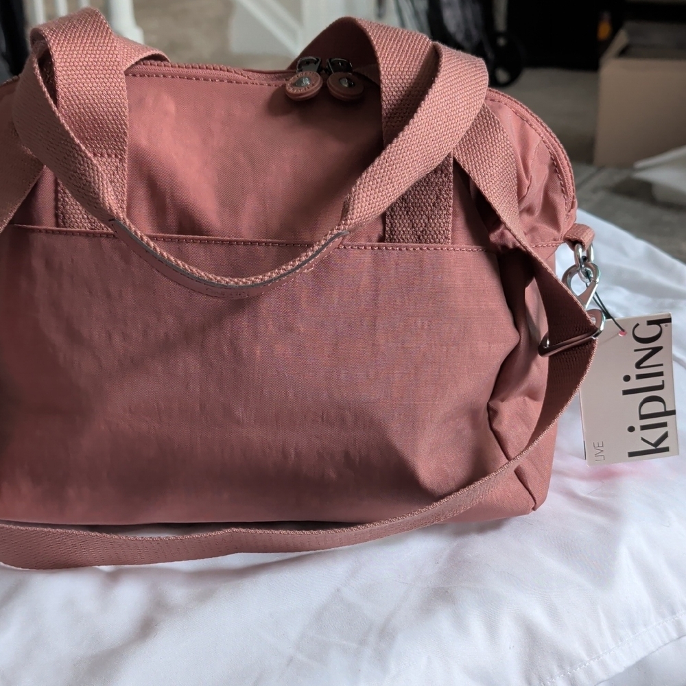 Kipling Dusky Rose Nylon Tote with Monkey Charm - Picture 3 of 4